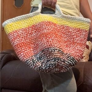 Colorful Crochet Tote Bag